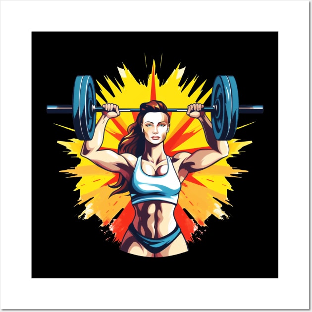 beautiful athlete woman lifting weights Wall Art by javierparra